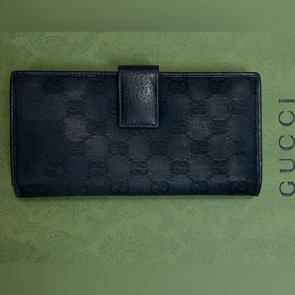Auth Gucci Monogram Black Coated Canvas Wallet w Silver Hardware, Pre-owned cond - Picture 4 of 13